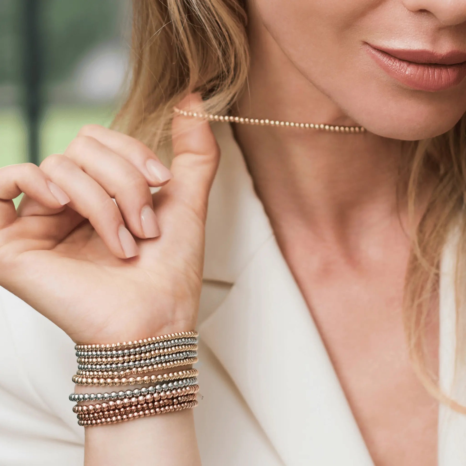 3MM Gold Bead Necklace - CLAYCALI