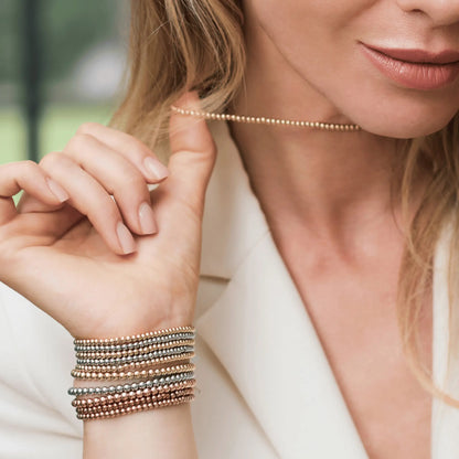 3MM Gold Bead Necklace - CLAYCALI