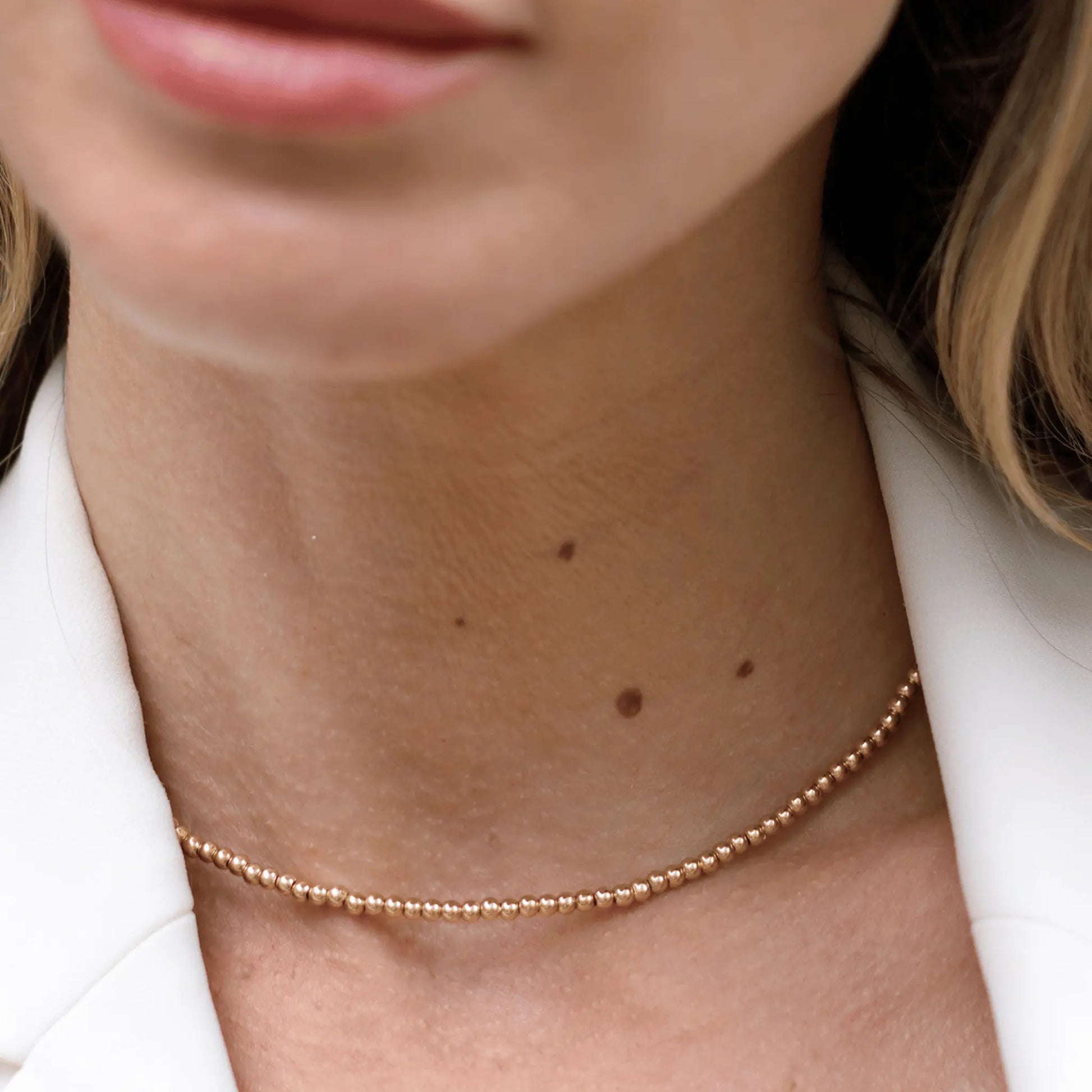 3MM Gold Bead Necklace - CLAYCALI
