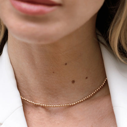 3MM Gold Bead Necklace - CLAYCALI