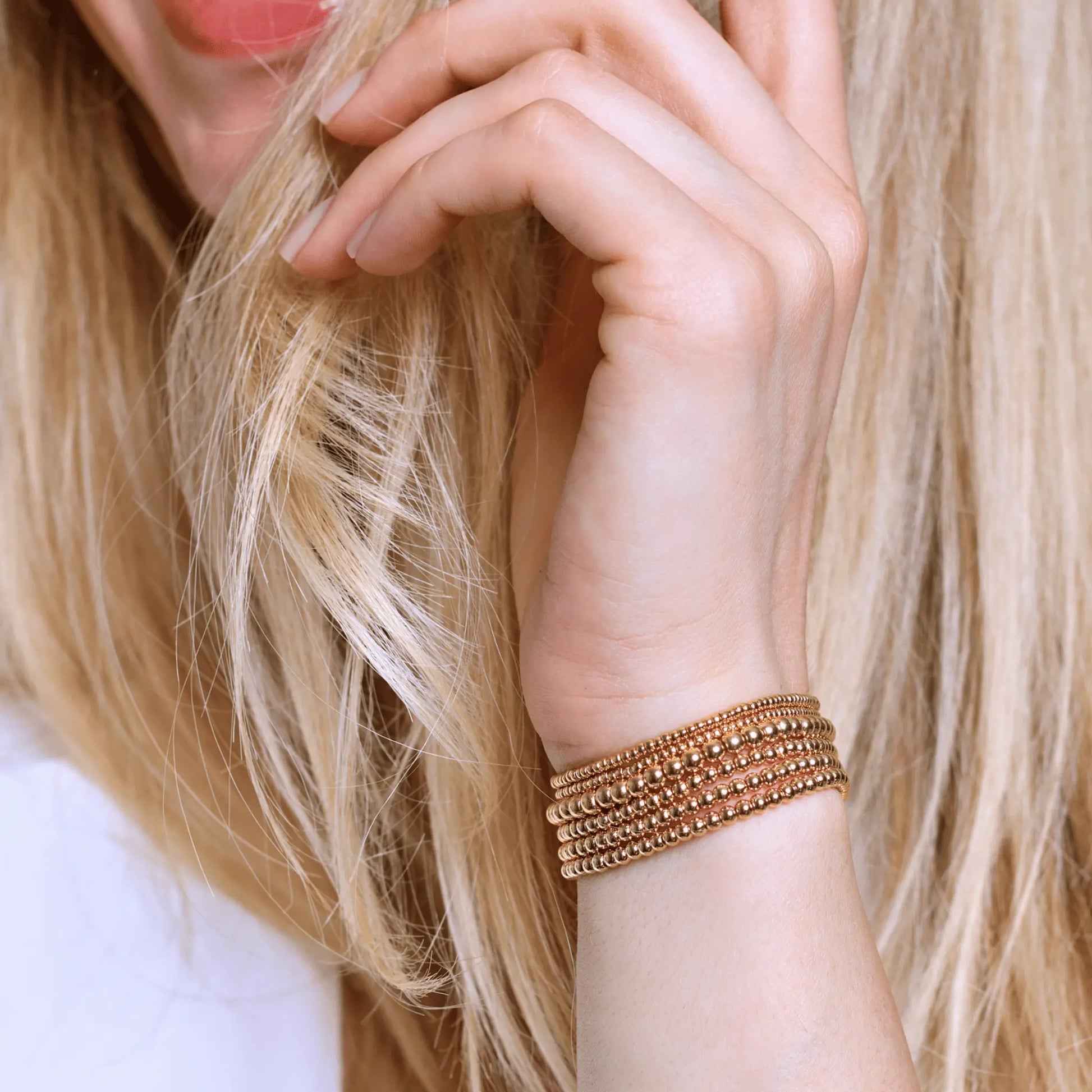 4MM Gold Bead Bracelet - CLAYCALI