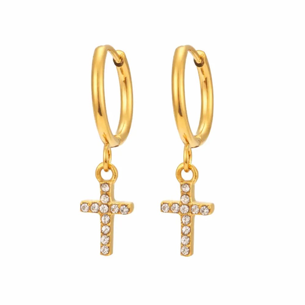 Blair Cross Gold Earrings - CLAYCALI