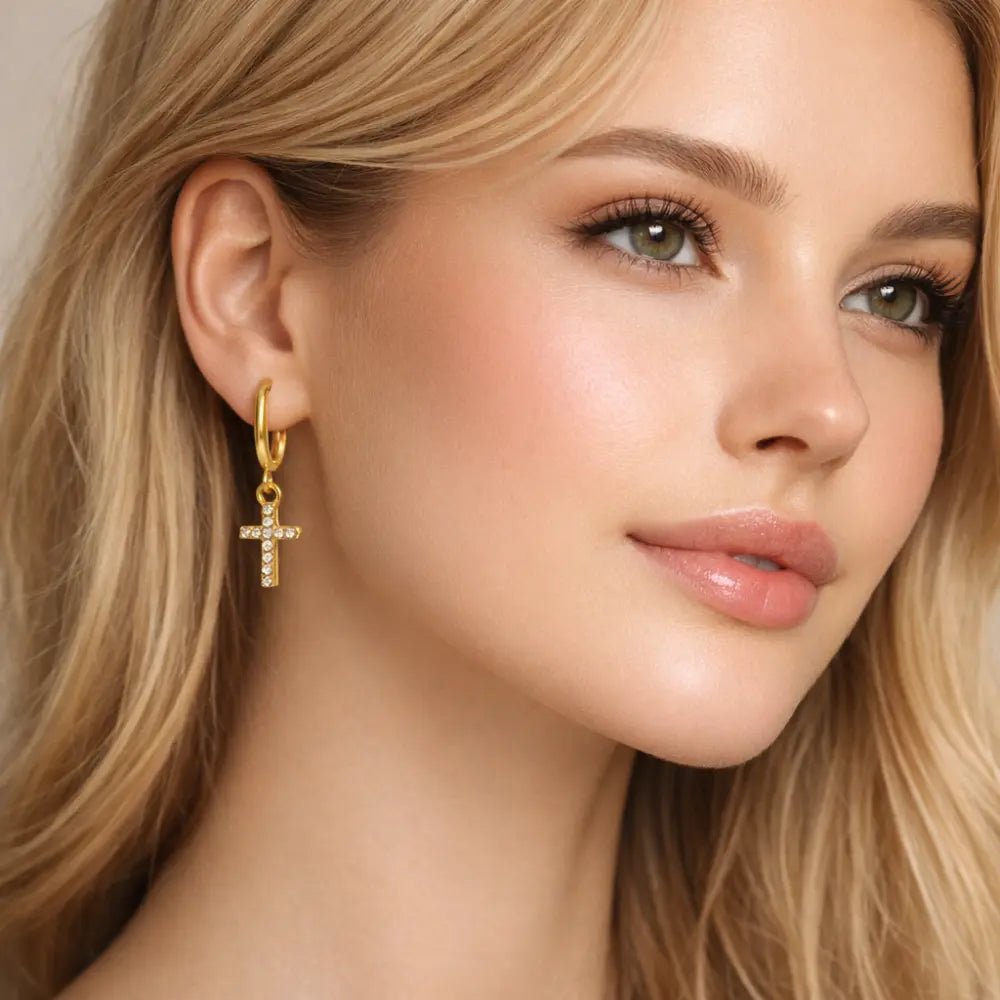 Blair Cross Gold Earrings - CLAYCALI