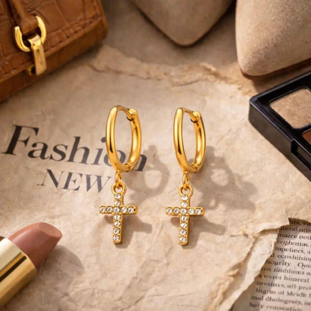 Blair Cross Gold Earrings - CLAYCALI