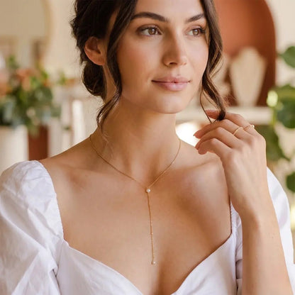Celeste Pearl Tassel Necklace - CLAYCALI