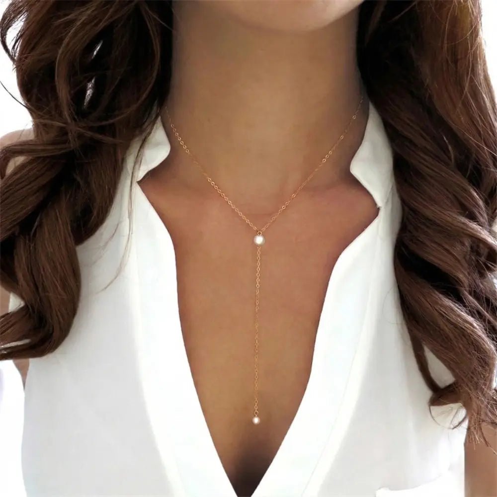 Celeste Pearl Tassel Necklace - CLAYCALI