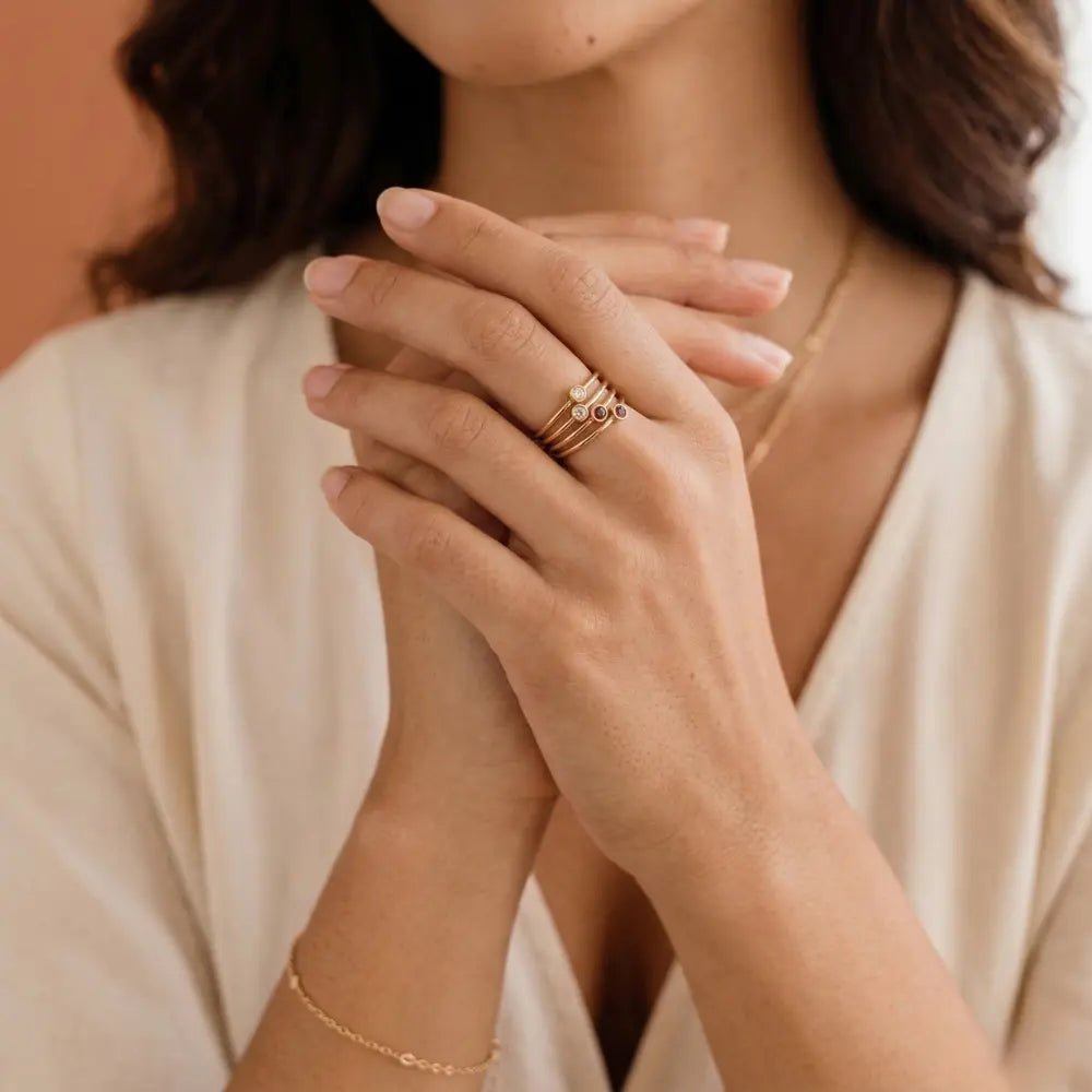Noelle Birthstone Stacker Ring - CLAYCALI