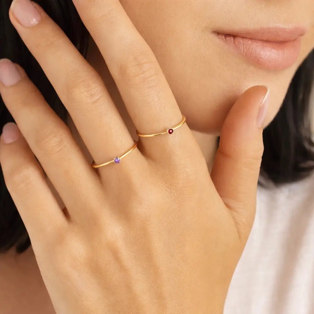 Noelle Birthstone Stacker Ring - CLAYCALI
