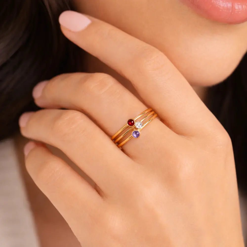 Noelle Birthstone Stacker Ring - CLAYCALI
