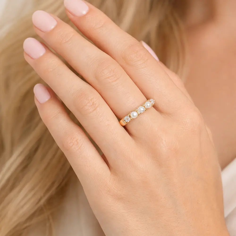 Stephanie Diamond Pearl Ring - CLAYCALI