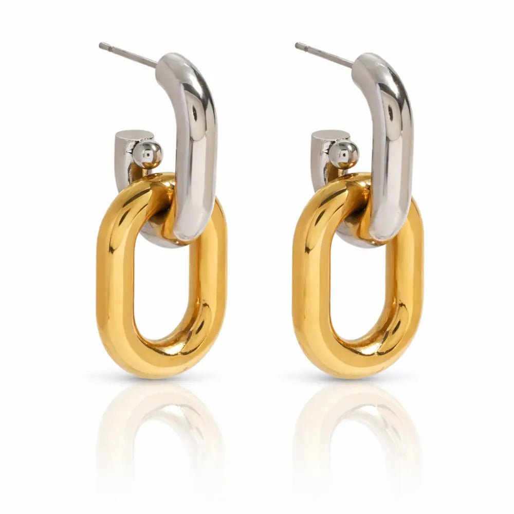 Helena Two - Tone Double Hoops - CLAYCALI