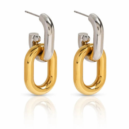 Helena Two - Tone Double Hoops - CLAYCALI