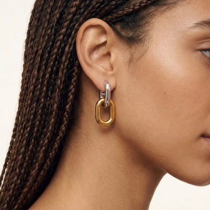 Helena Two - Tone Double Hoops - CLAYCALI