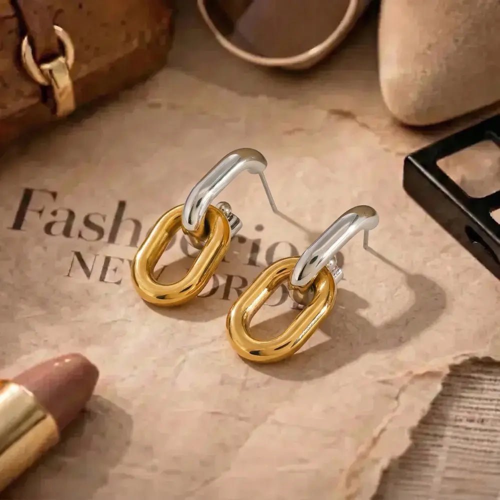 Helena Two - Tone Double Hoops - CLAYCALI