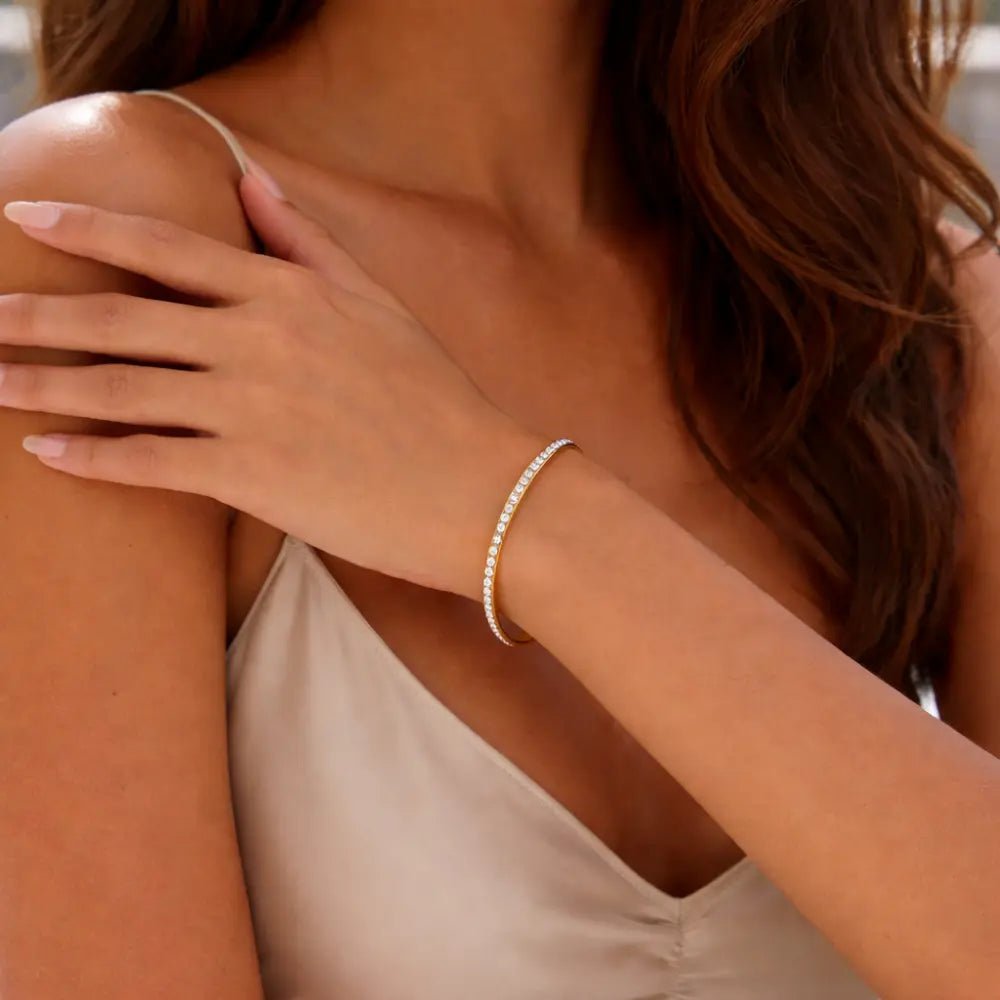 Zaya Diamond Gold Bangle - CLAYCALI