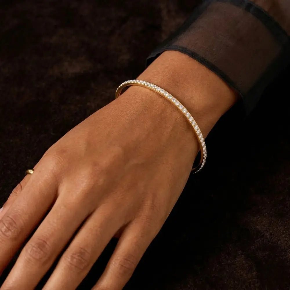 Zaya Diamond Gold Bangle - CLAYCALI