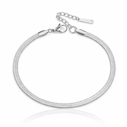 Nyla Gold Herringbone Anklet - CLAYCALI