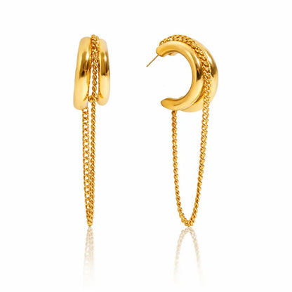 Galina Link Chain Hoops - CLAYCALI