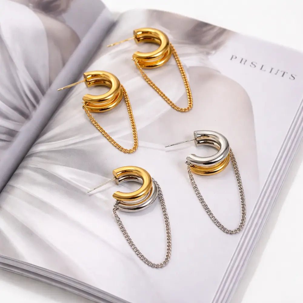 Galina Link Chain Hoops - CLAYCALI