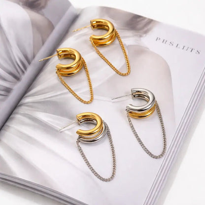 Galina Link Chain Hoops - CLAYCALI