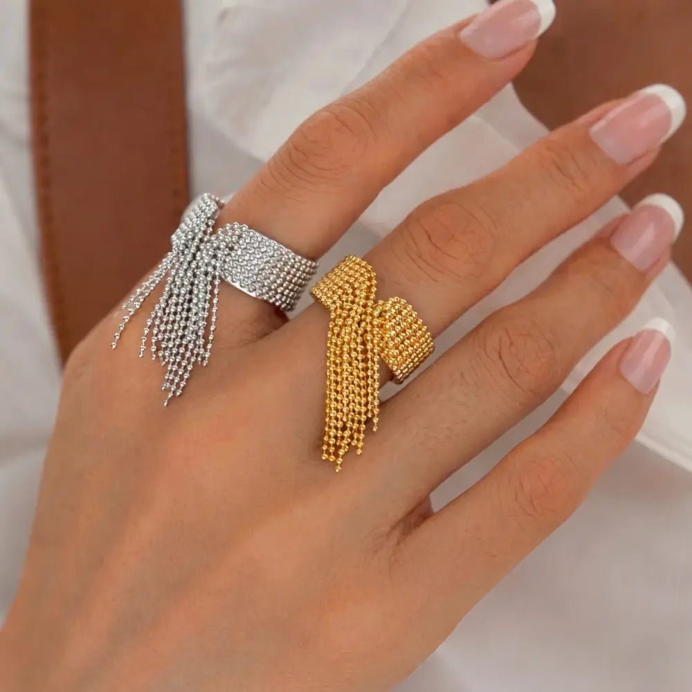 Chloe Gold Tassel Ring - CLAYCALI