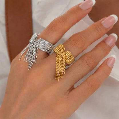 Chloe Gold Tassel Ring - CLAYCALI