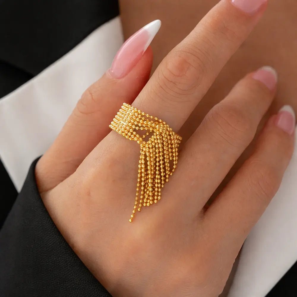 Chloe Gold Tassel Ring - CLAYCALI