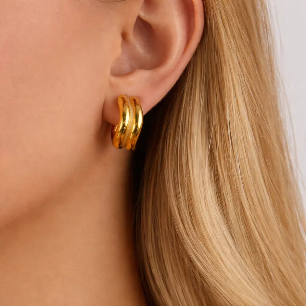 Maggie Double Curve Hoops - CLAYCALI