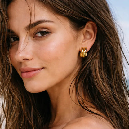 Maggie Double Curve Hoops - CLAYCALI