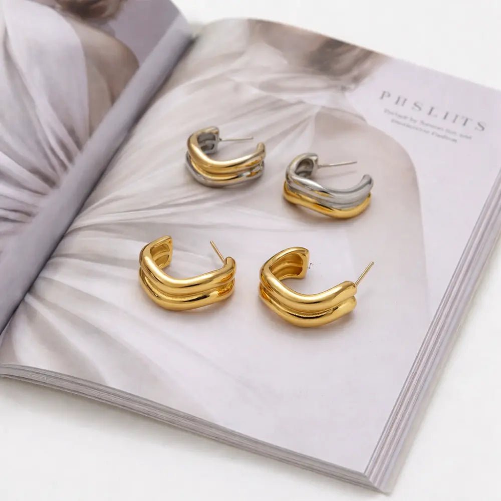 Maggie Double Curve Hoops - CLAYCALI