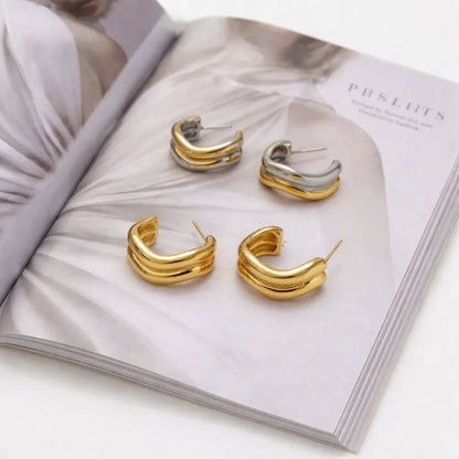 Maggie Double Curve Hoops - CLAYCALI