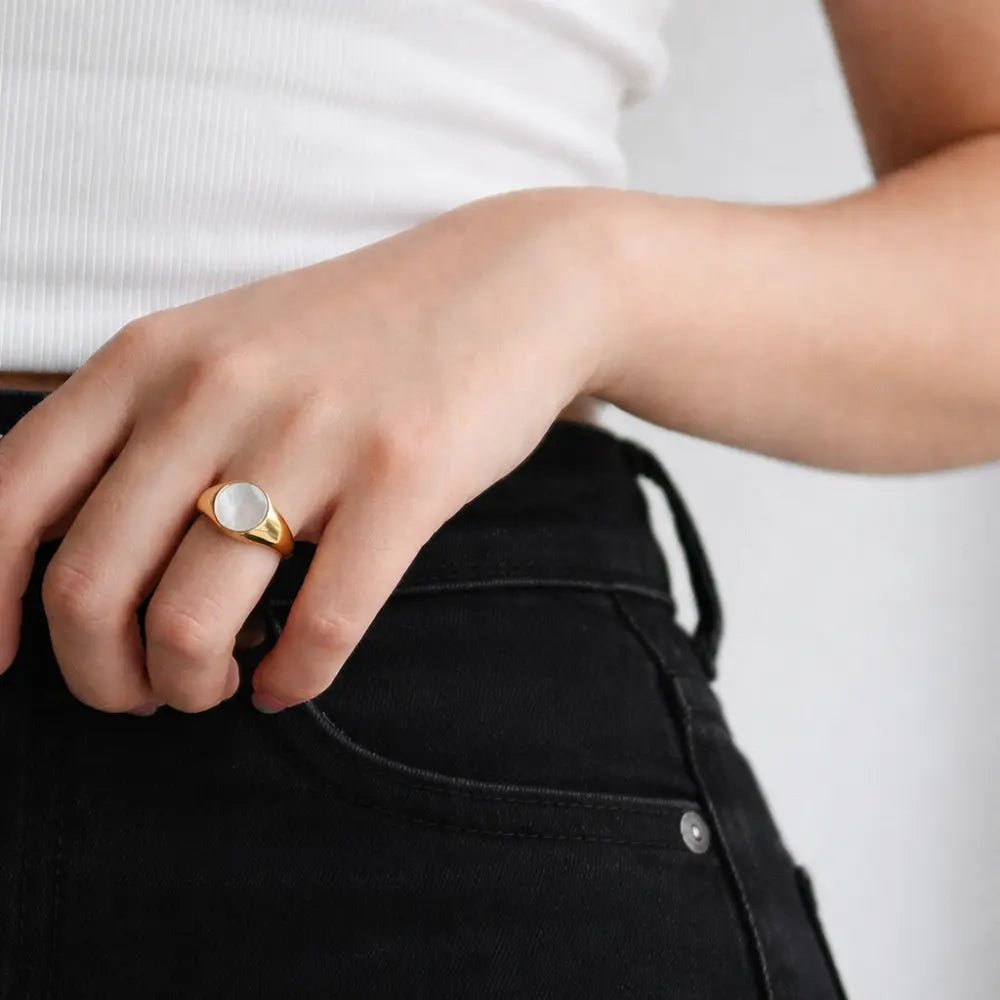 Mother Of Pearl Gold Ring - CLAYCALI