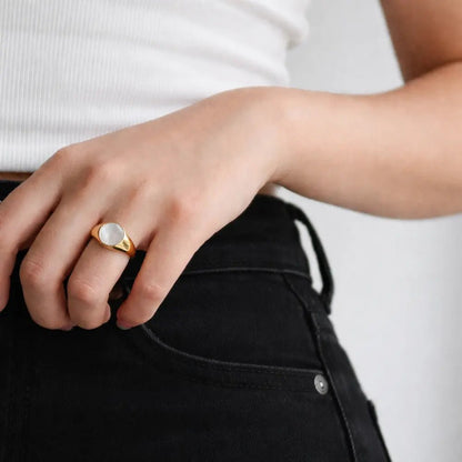 Mother Of Pearl Gold Ring - CLAYCALI