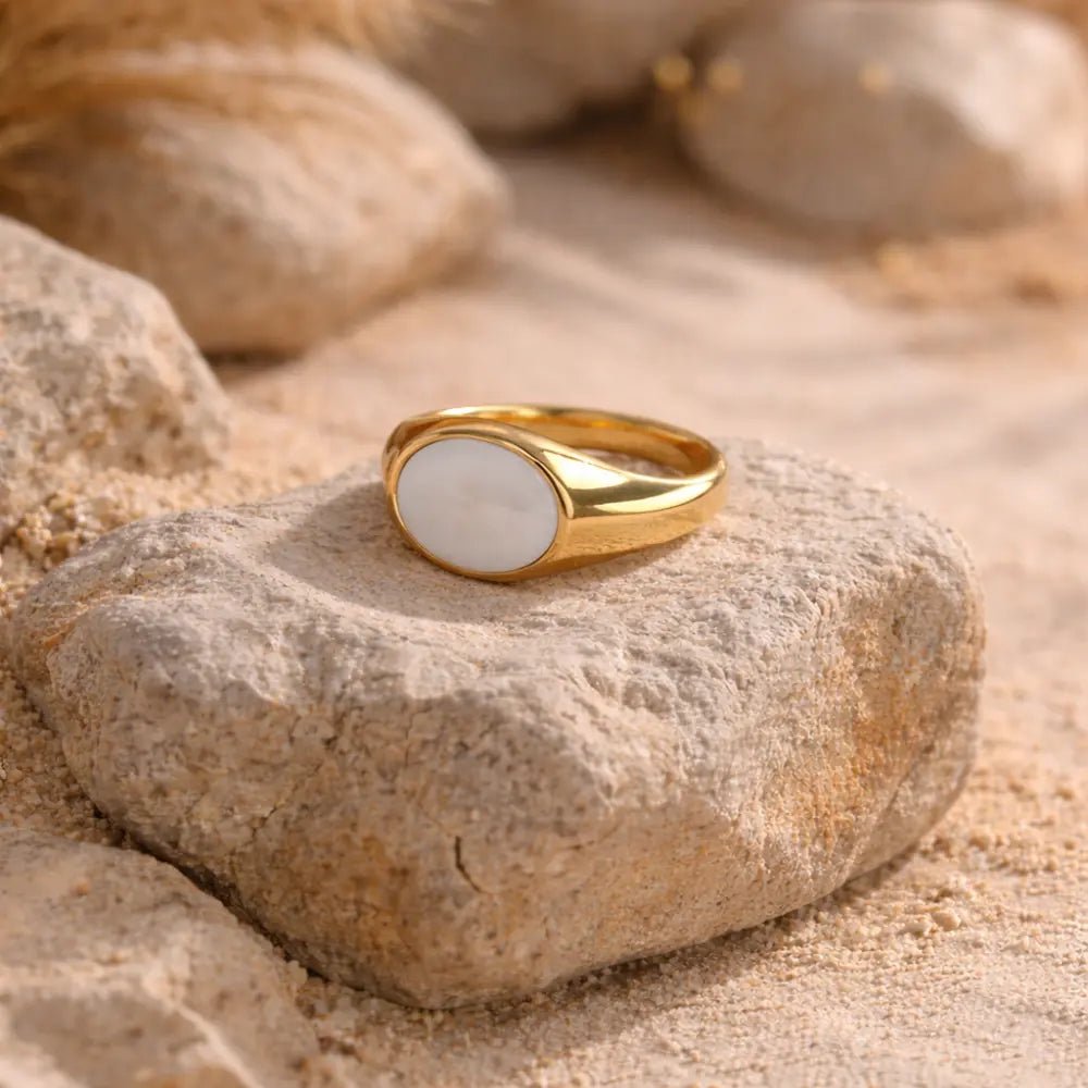 Mother Of Pearl Gold Ring - CLAYCALI