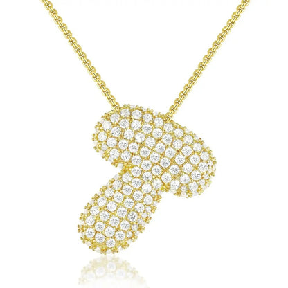 Bubble Initial Diamond Necklace - CLAYCALI