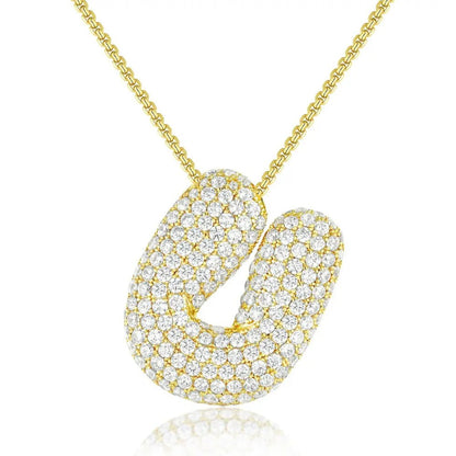 Bubble Initial Diamond Necklace - CLAYCALI