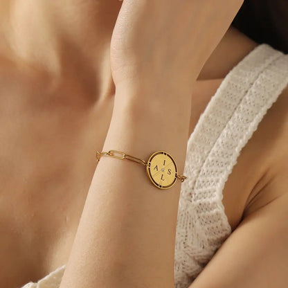 Engraved Compass Bracelet - CLAYCALI