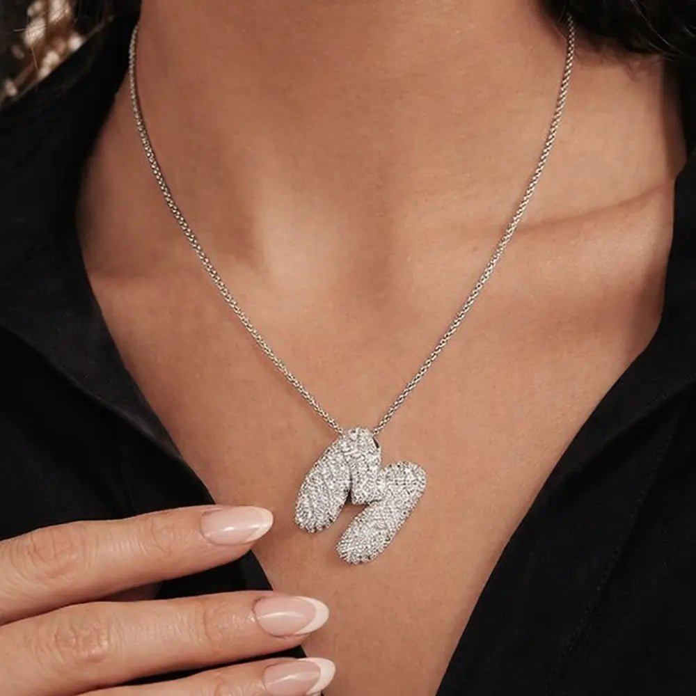 Bubble Initial Diamond Necklace - CLAYCALI