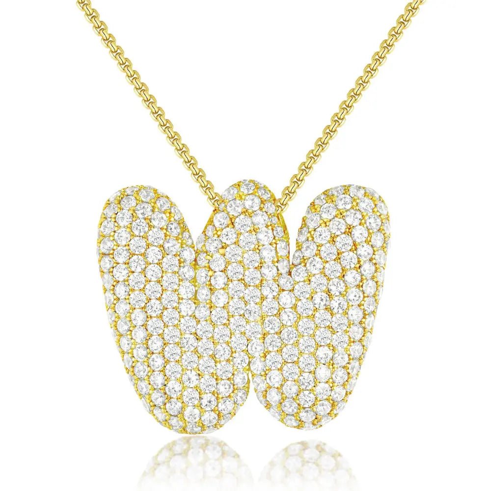 Bubble Initial Diamond Necklace - CLAYCALI
