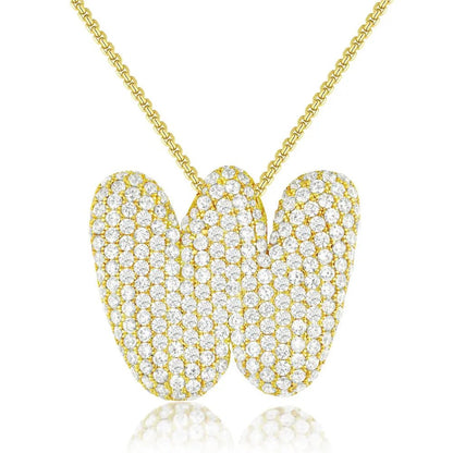 Bubble Initial Diamond Necklace - CLAYCALI