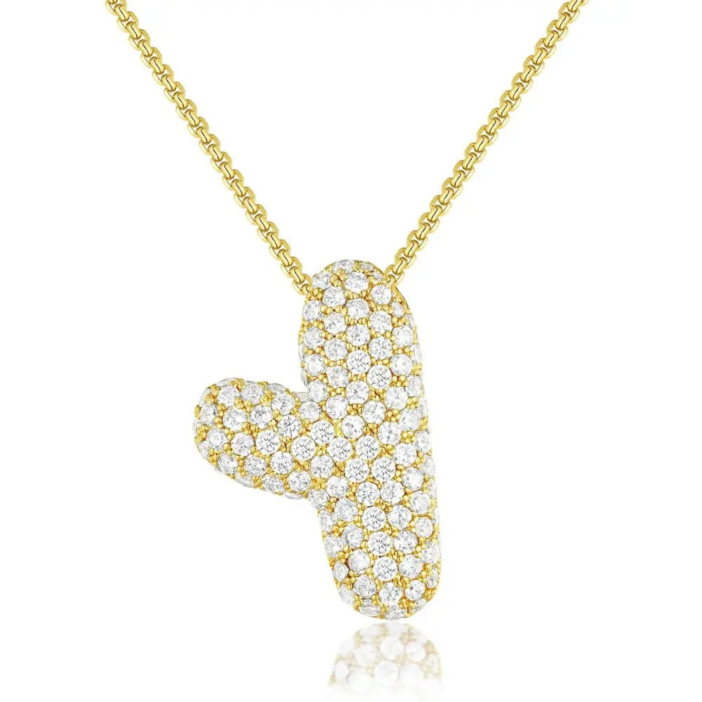 Bubble Initial Diamond Necklace - CLAYCALI
