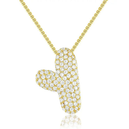 Bubble Initial Diamond Necklace - CLAYCALI