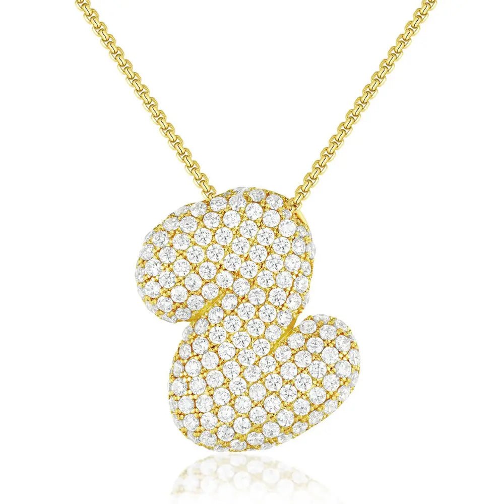 Bubble Initial Diamond Necklace - CLAYCALI