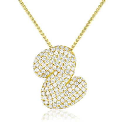 Bubble Initial Diamond Necklace - CLAYCALI