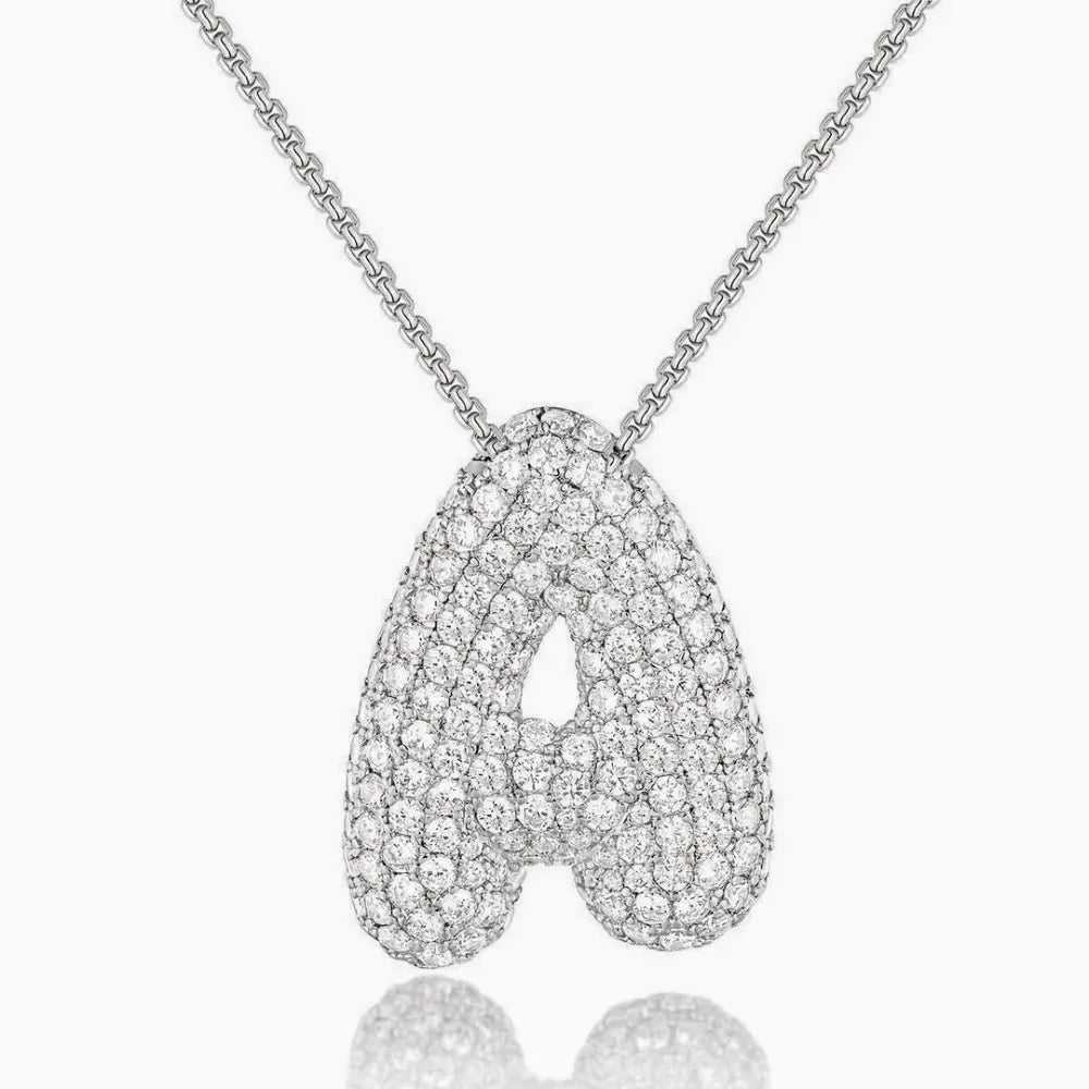 Bubble Initial Diamond Necklace - CLAYCALI