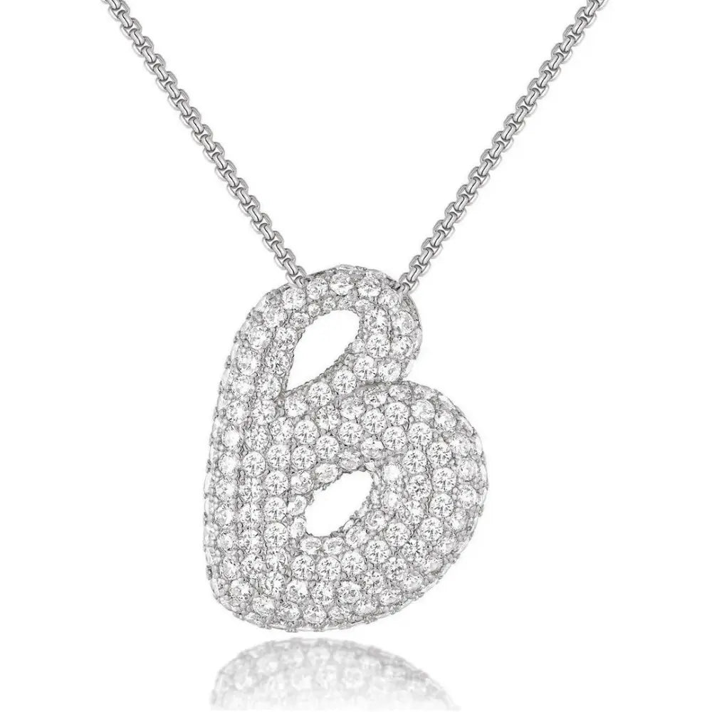 Bubble Initial Diamond Necklace - CLAYCALI