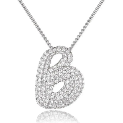 Bubble Initial Diamond Necklace - CLAYCALI