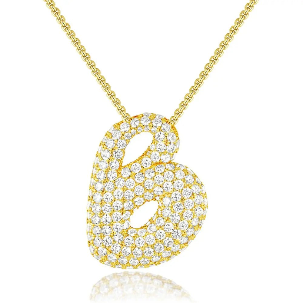 Bubble Initial Diamond Necklace - CLAYCALI