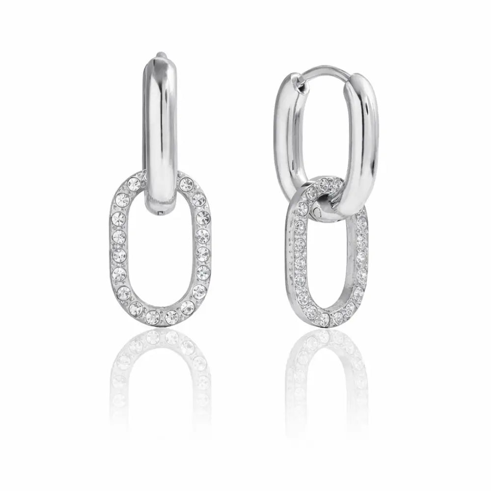 Lena Double Hoop Diamond Earrings - CLAYCALI