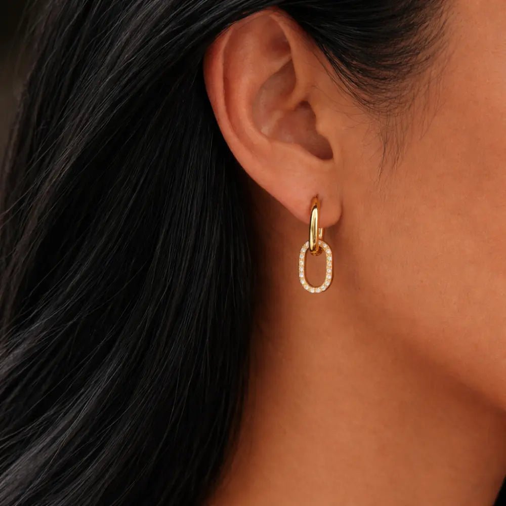 Lena Double Hoop Diamond Earrings - CLAYCALI
